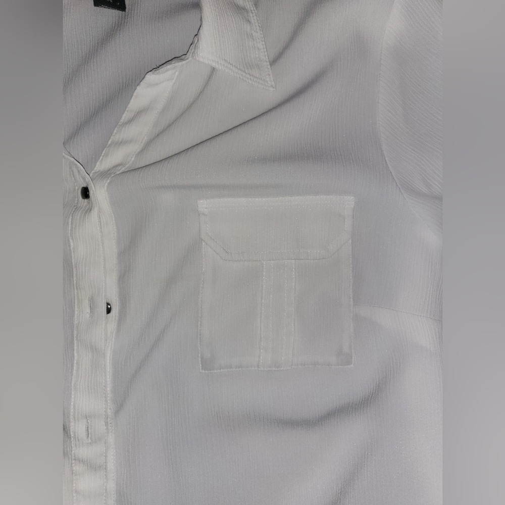 White Sheer Button-Down Top